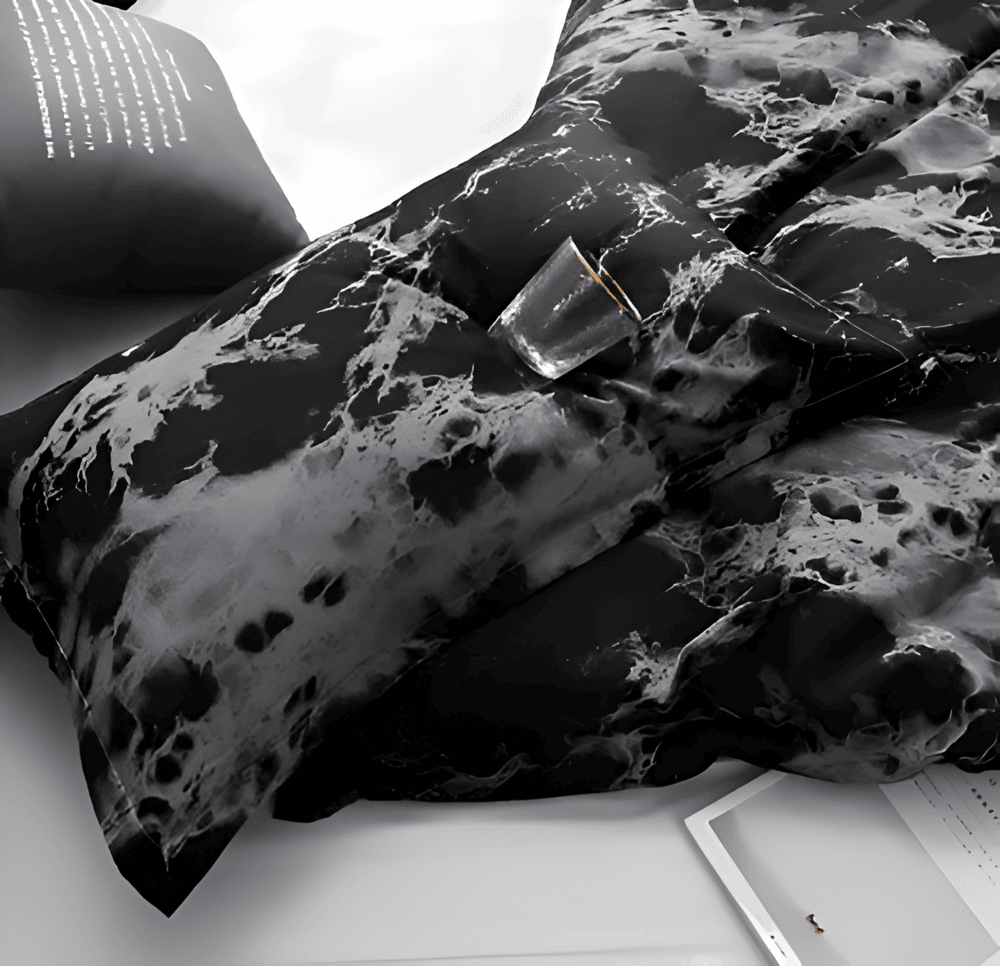 Velitra Luxe 3-teiliges Bettwäsche-Set mit elegantem Marmor-Design für ein stilvolles Schlafzimmer