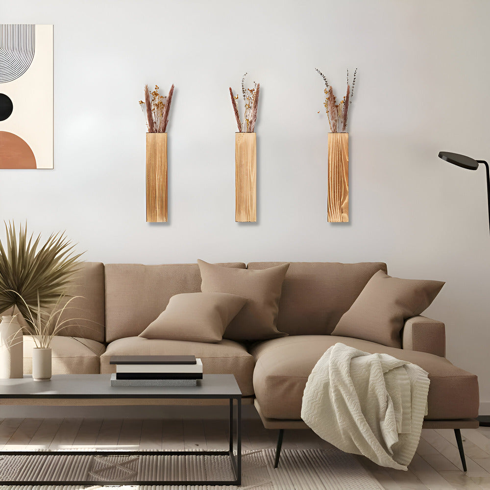 Nysaelle - Stilvolle Holz-Wandvase und Rechteckregal für Pflanzen 30 cm