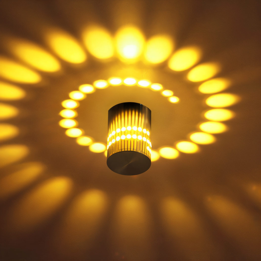 Lythera - Moderne zylindrische LED-Wandlampe mit dynamischer Farbspiralbeleuchtung