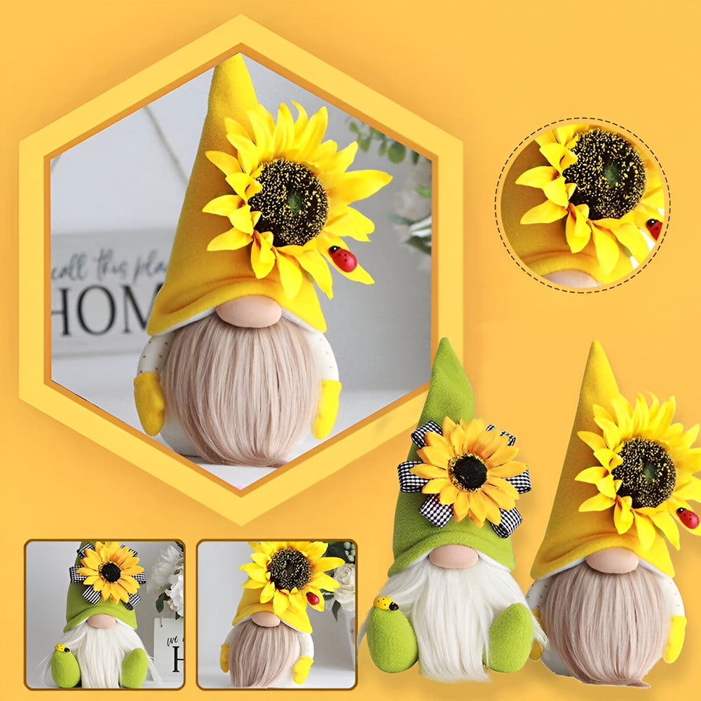Ardalia - Liebhaber Handgemachter Gnom mit Strahlender Gelber Sonnenblume, perfekt für Dekor und Geschenk