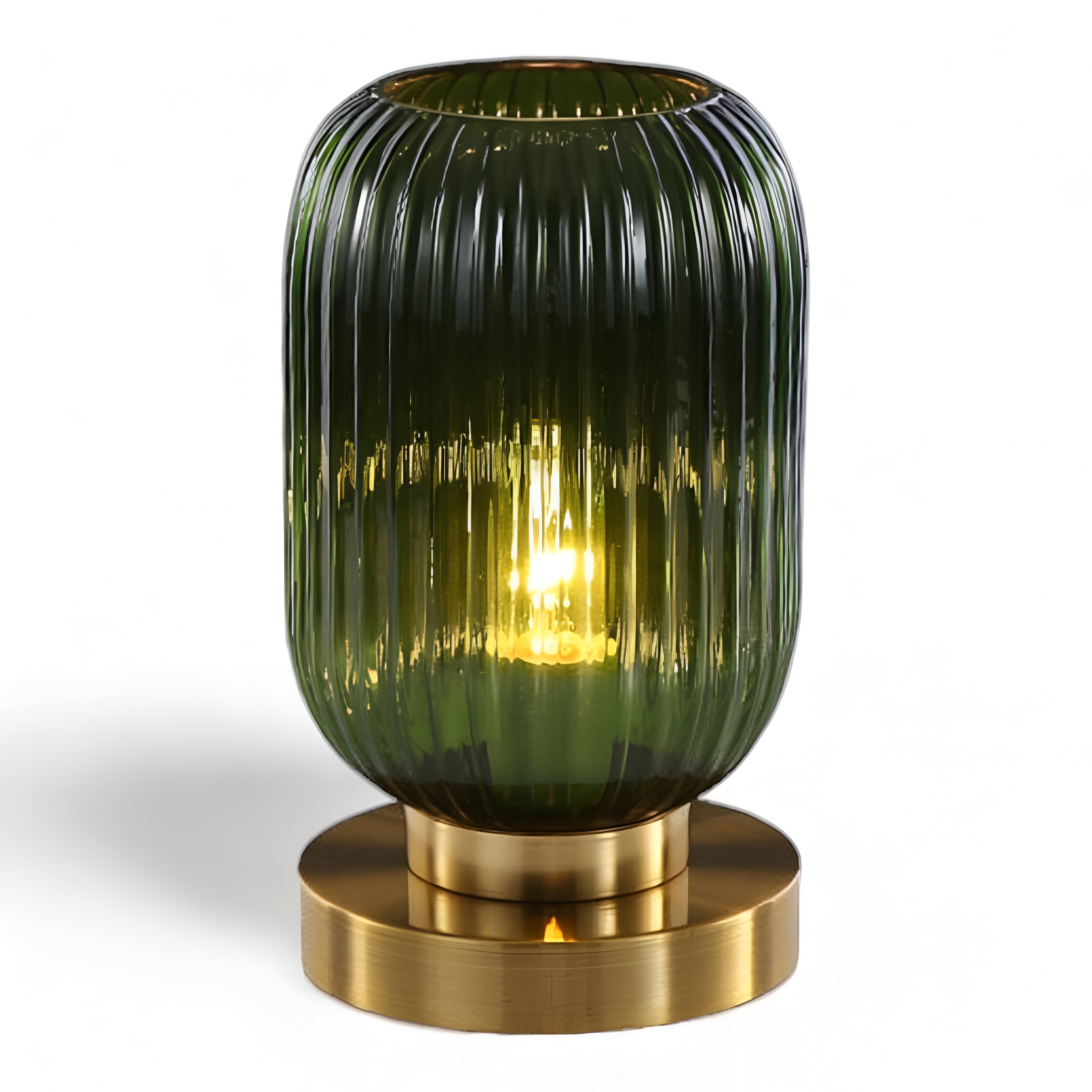 Oriantha - Elegante Nordische Tischlampe mit gebogenem geriffeltem Glas für stimmungsvolle Beleuchtung