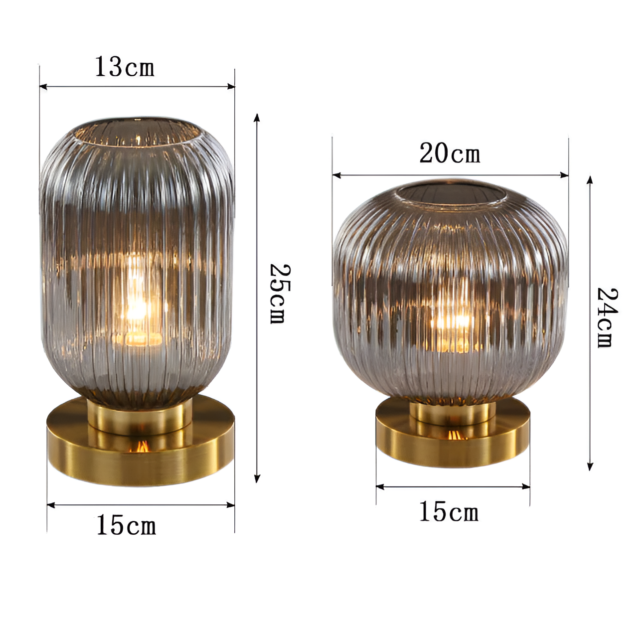 Oriantha - Elegante Nordische Tischlampe mit gebogenem geriffeltem Glas für stimmungsvolle Beleuchtung