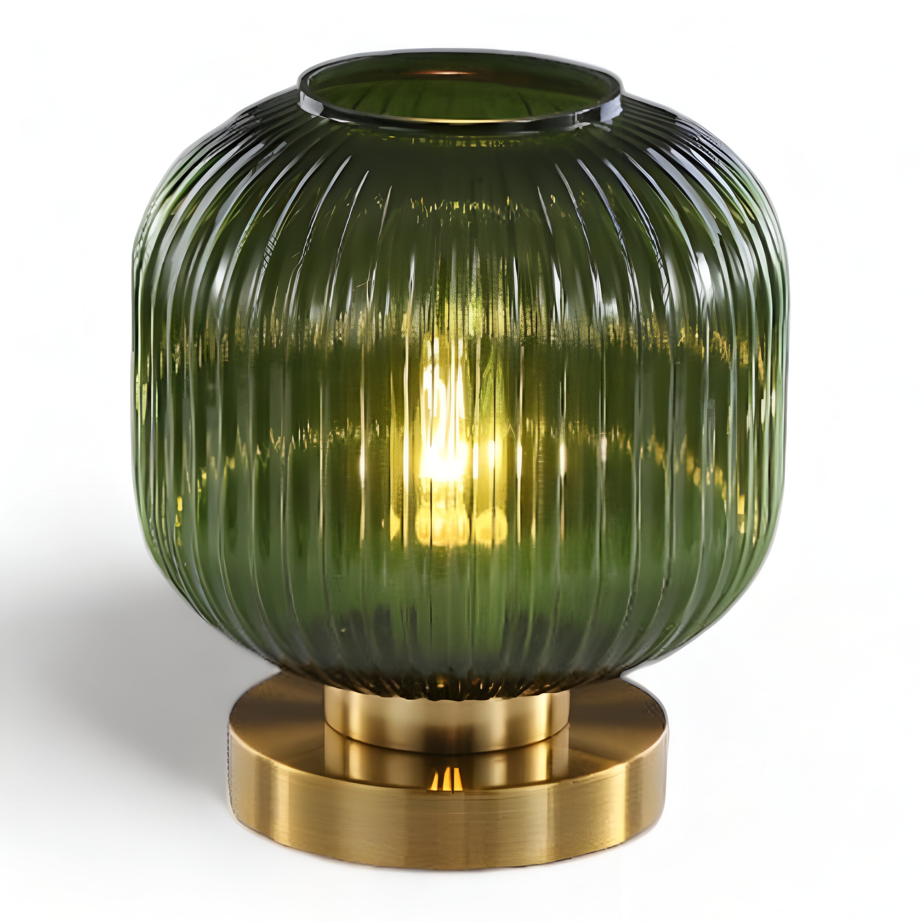 Oriantha - Elegante Nordische Tischlampe mit gebogenem geriffeltem Glas für stimmungsvolle Beleuchtung