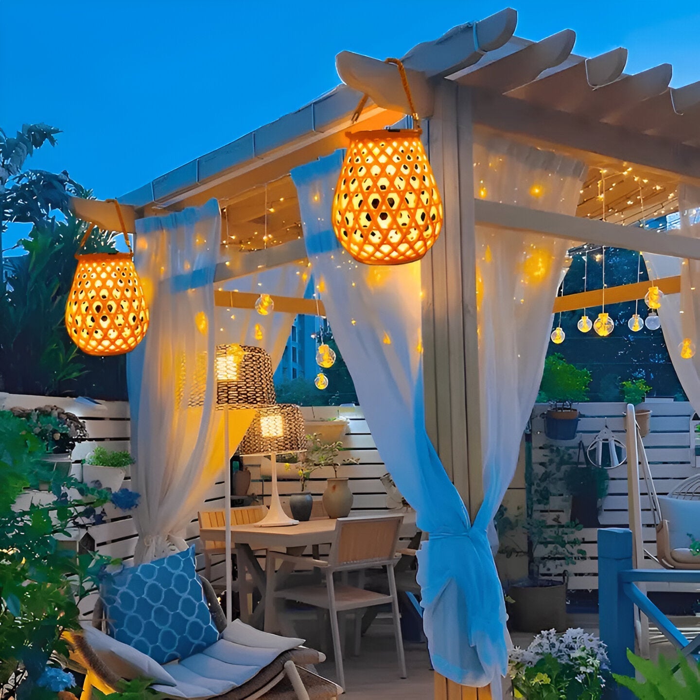 Isavora - Stilvolle solar Gartenlampe mit natürlichem geflochtenem Bambus-Look für stimmungsvolle Außenbeleuchtung