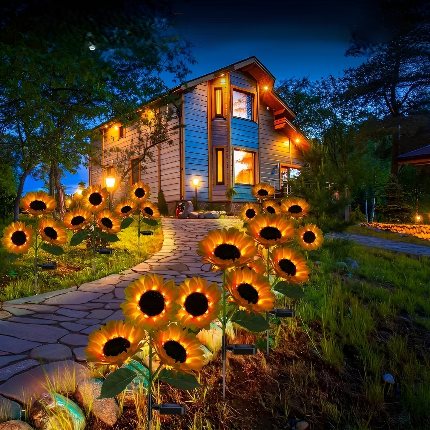 Florissa - Lebendige Sonnenblumen Gartenbeleuchtung Solar mit IP65 Wetterbeständigkeit für eine bezaubernde Gartenatmosphäre