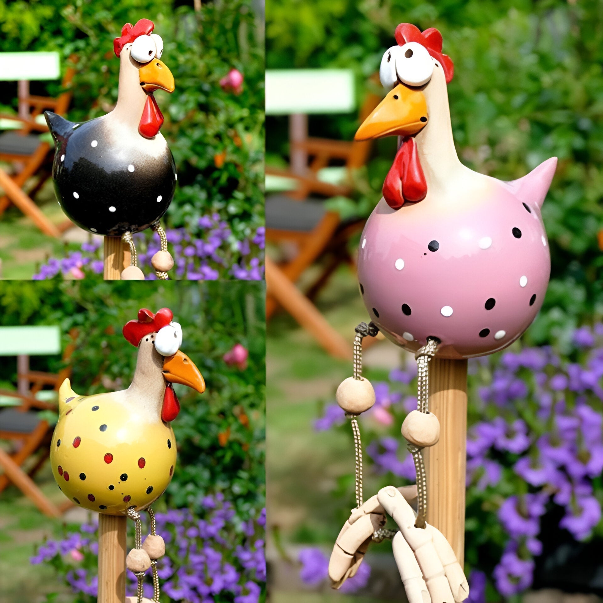 Caeloria - Charmantes Gartenfigur mit Großen Augen aus Wetterbeständigem Harz für Ein Zauberhaftes Gartendekor