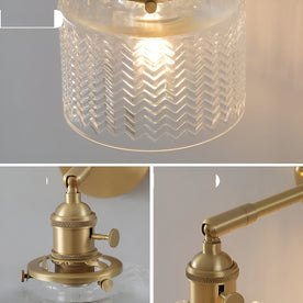 Anpassbare LED-Wandleuchte mit geripptem Glas für skandinavischen Design-Effekt