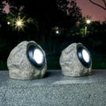 Lampada solare impermeabile per esterni con LED e design effetto pietra IP65