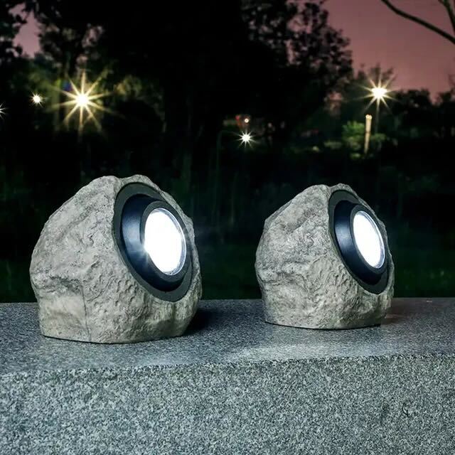 Aureline - Wasserdichte Solar Außenlampe mit LED und Steinlook-Design IP65