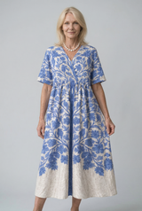 Oréa Elegantes Blauer Bestickter Kleid für alle Anlässe Damen