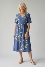 Elegantes besticktes blumiges Kleid für alle Anlässe Damen