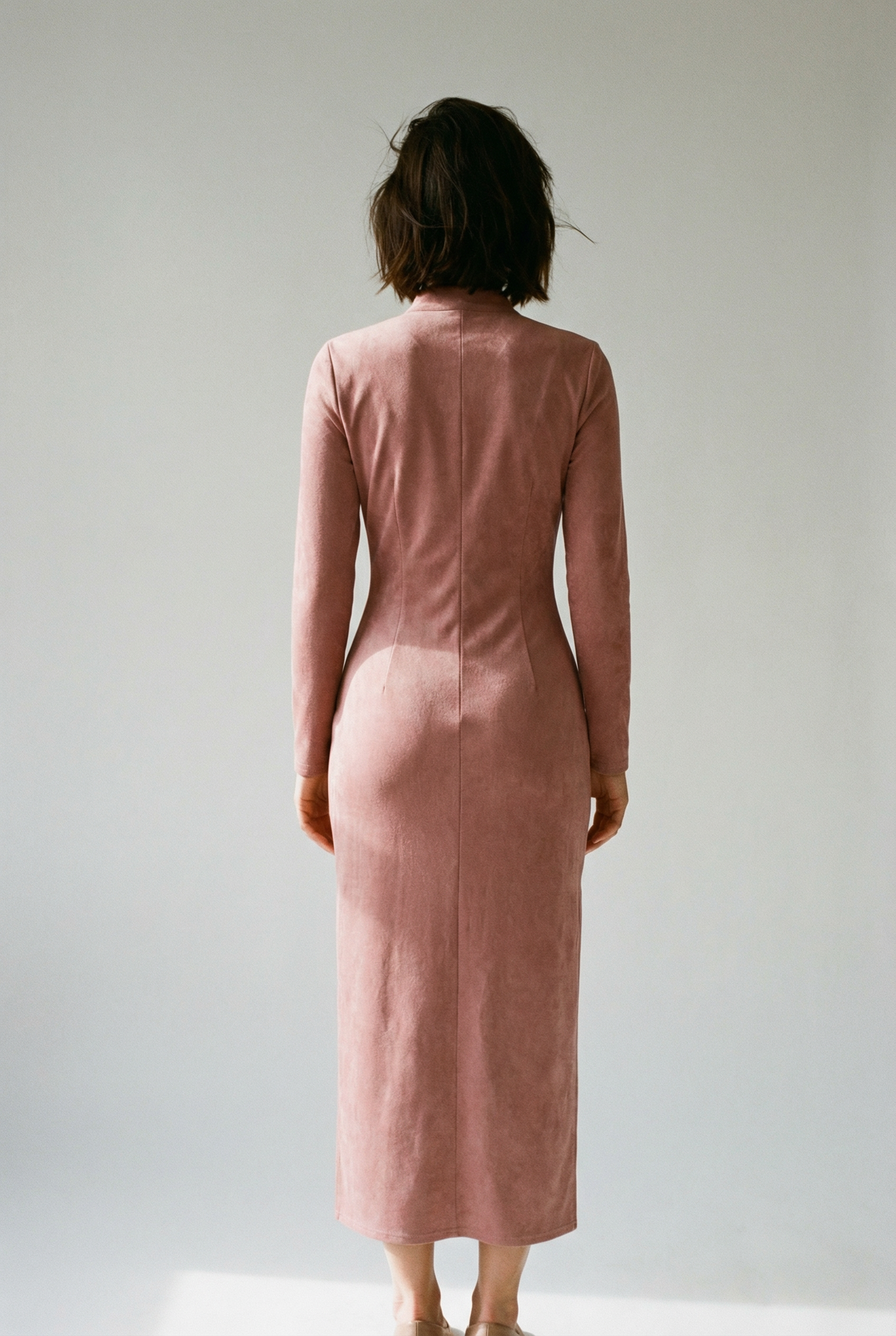Vintage-Western-Maxikleid mit Fransen, Stickerei und Kunstleder in Rosa
