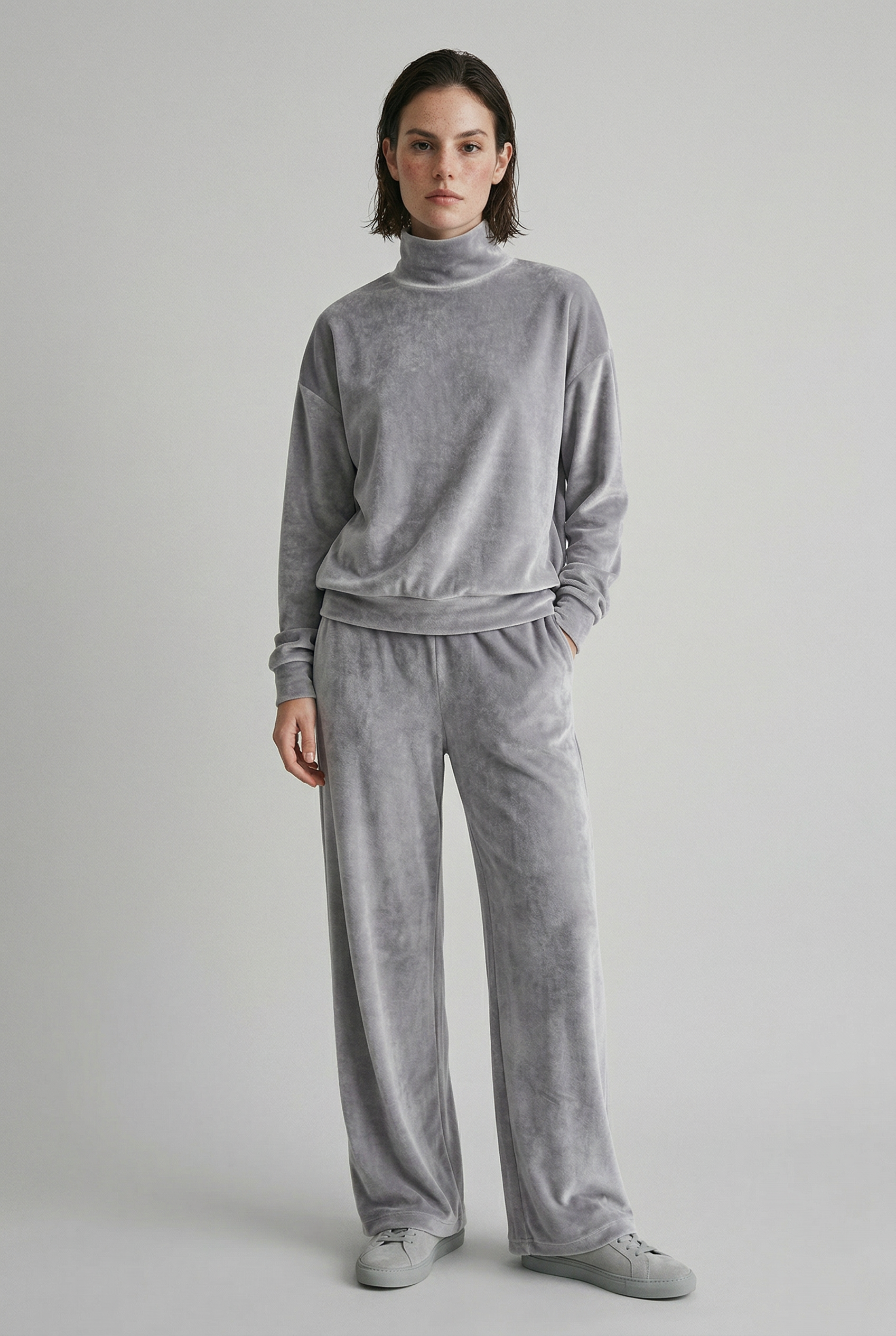 Samt-Rollkragen-Set für gemütlichen Casual-Look – Wärme und Stil