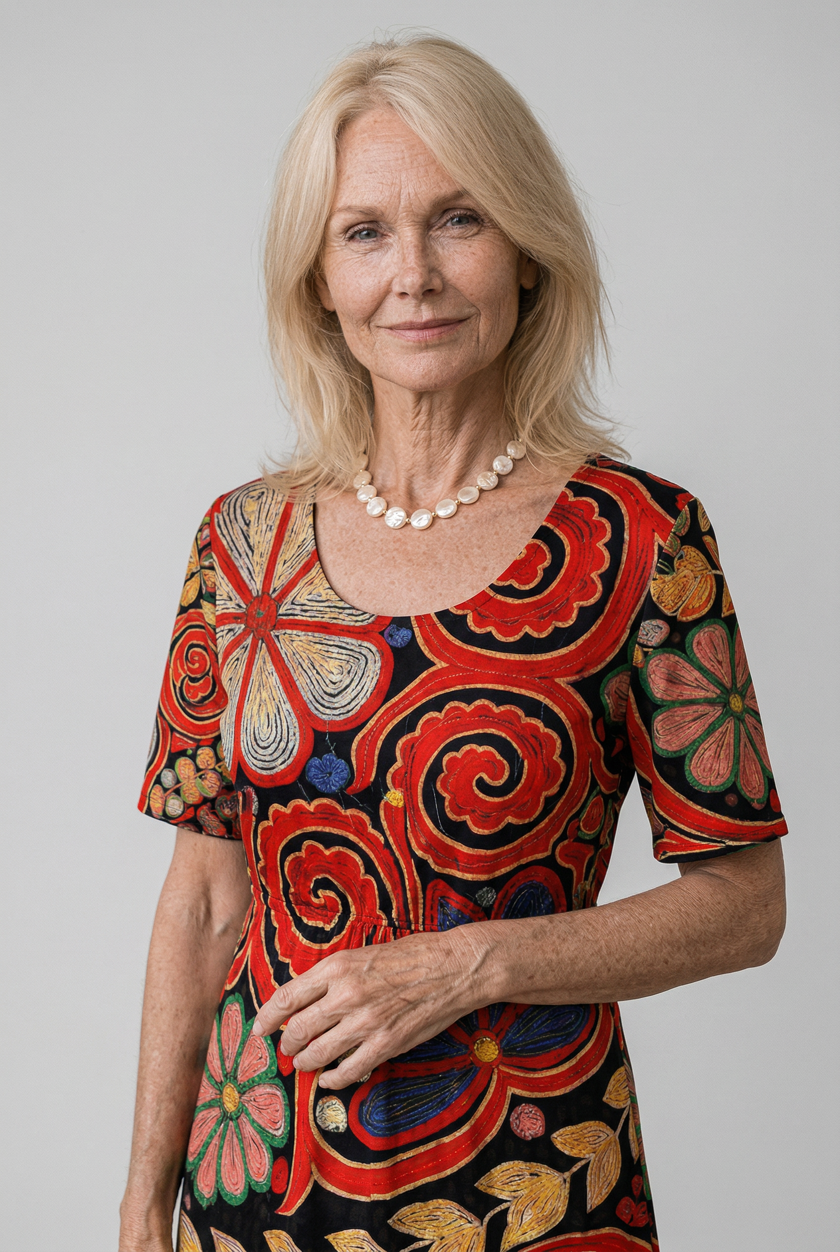 Elegantes modernes Patchwork-Kleid für stilbewusste Gespräche Damen