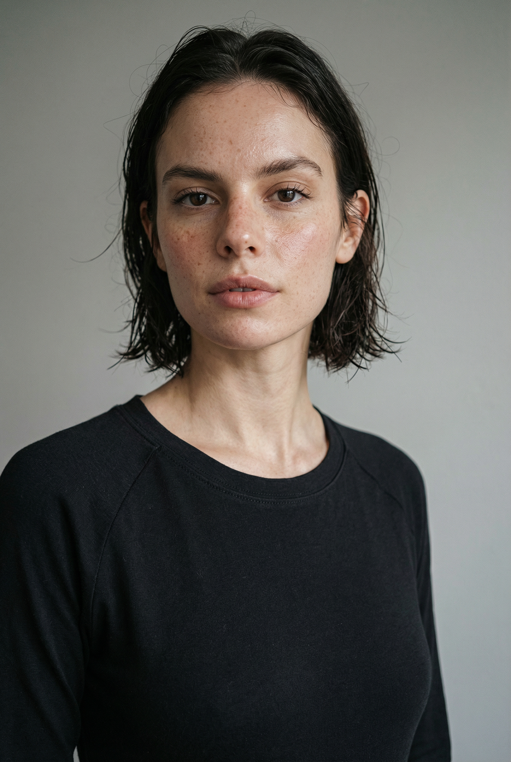Damen Maxi-Kleid langarm – unifarben, A-Linie, aus Polyester
