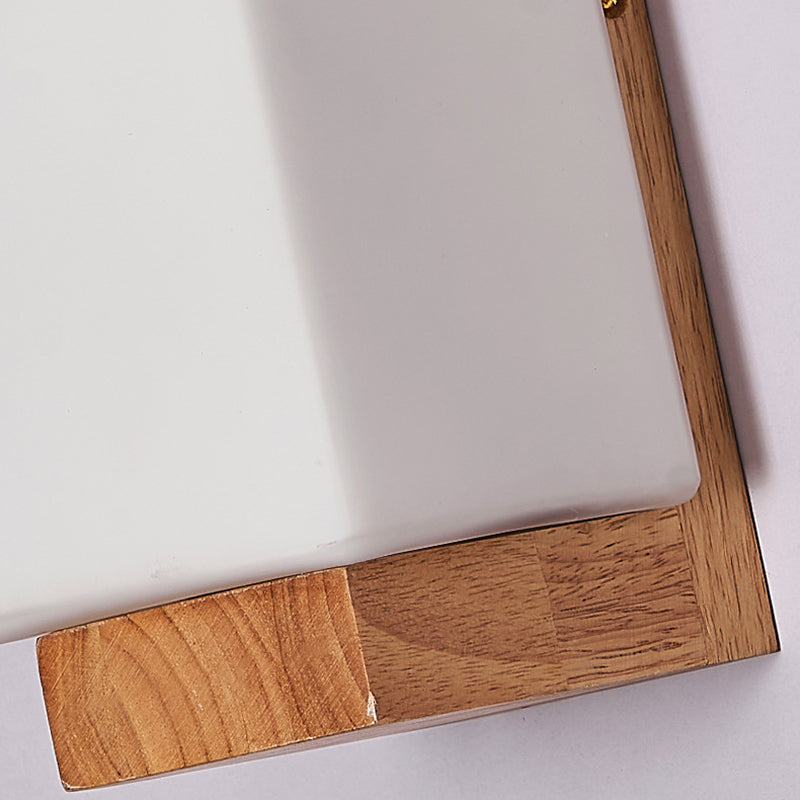 Wandleuchte mit Rechteckigem Holzrahmen und Glasschirm