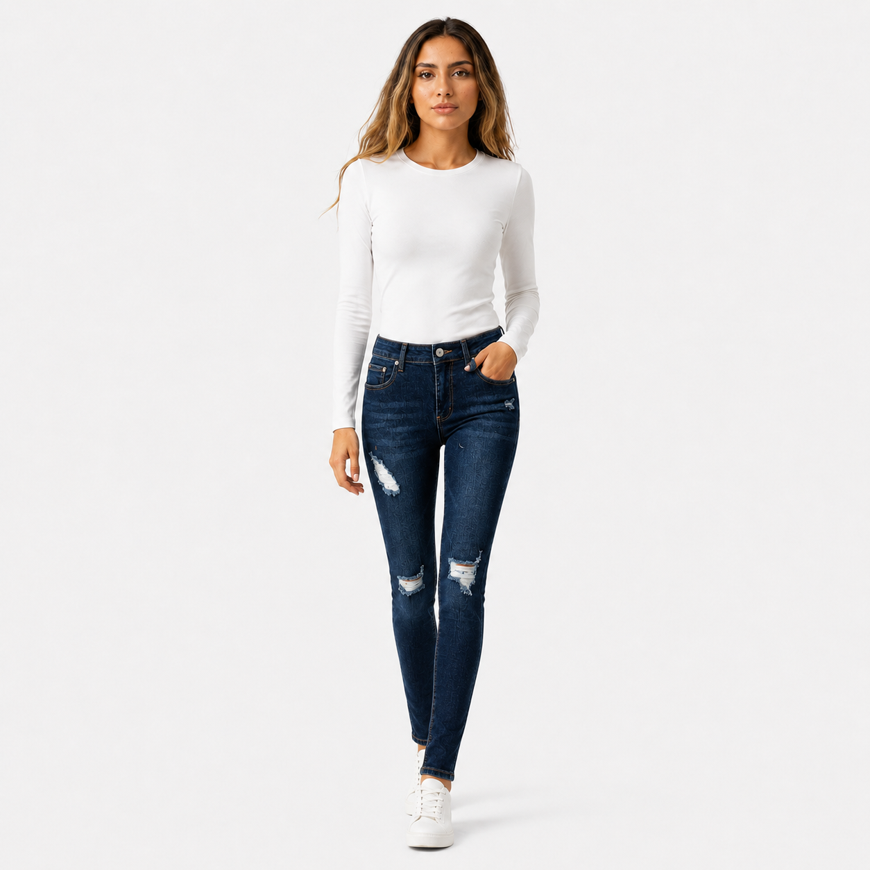 Jasmin Blau Gebleichte Skinny-Jeans für einen Trendigen und Bequemen Look