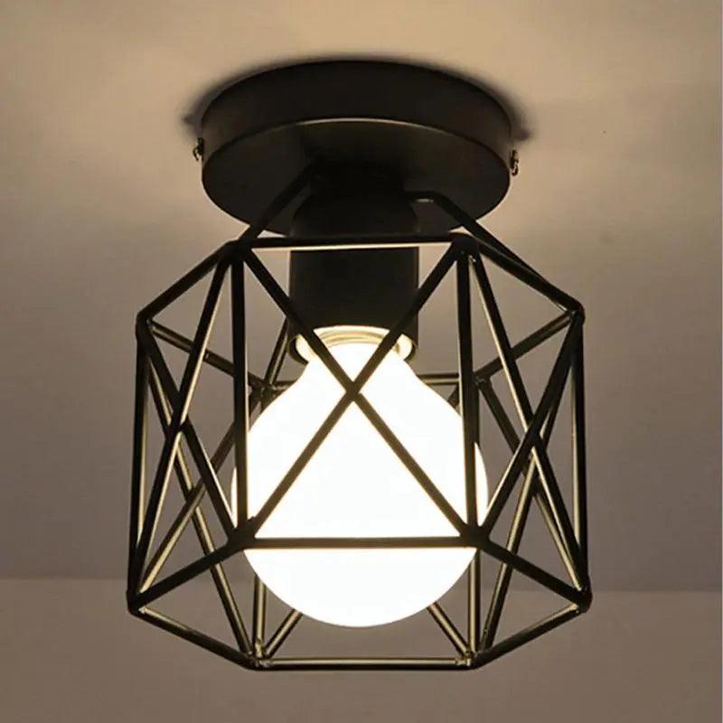ForgeLight - Elegante schwarzes Käfig-Deckenleuchte mit metallischem Design und E27-Fassung kompatibel mit LED
