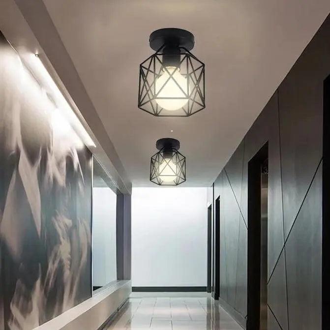 ForgeLight - Elegante schwarzes Käfig-Deckenleuchte mit metallischem Design und E27-Fassung kompatibel mit LED