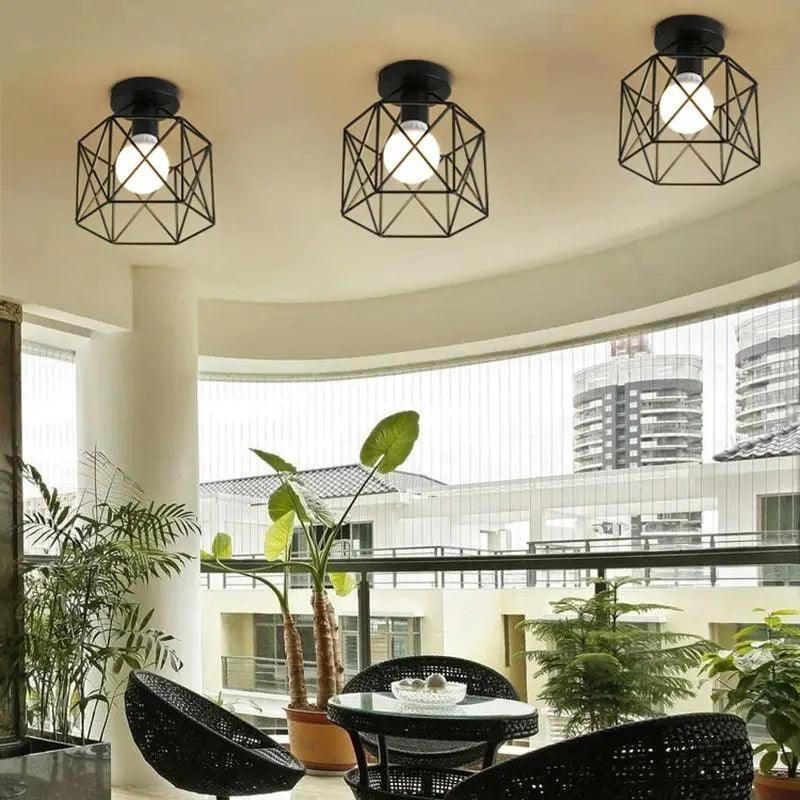 ForgeLight - Elegante schwarzes Käfig-Deckenleuchte mit metallischem Design und E27-Fassung kompatibel mit LED