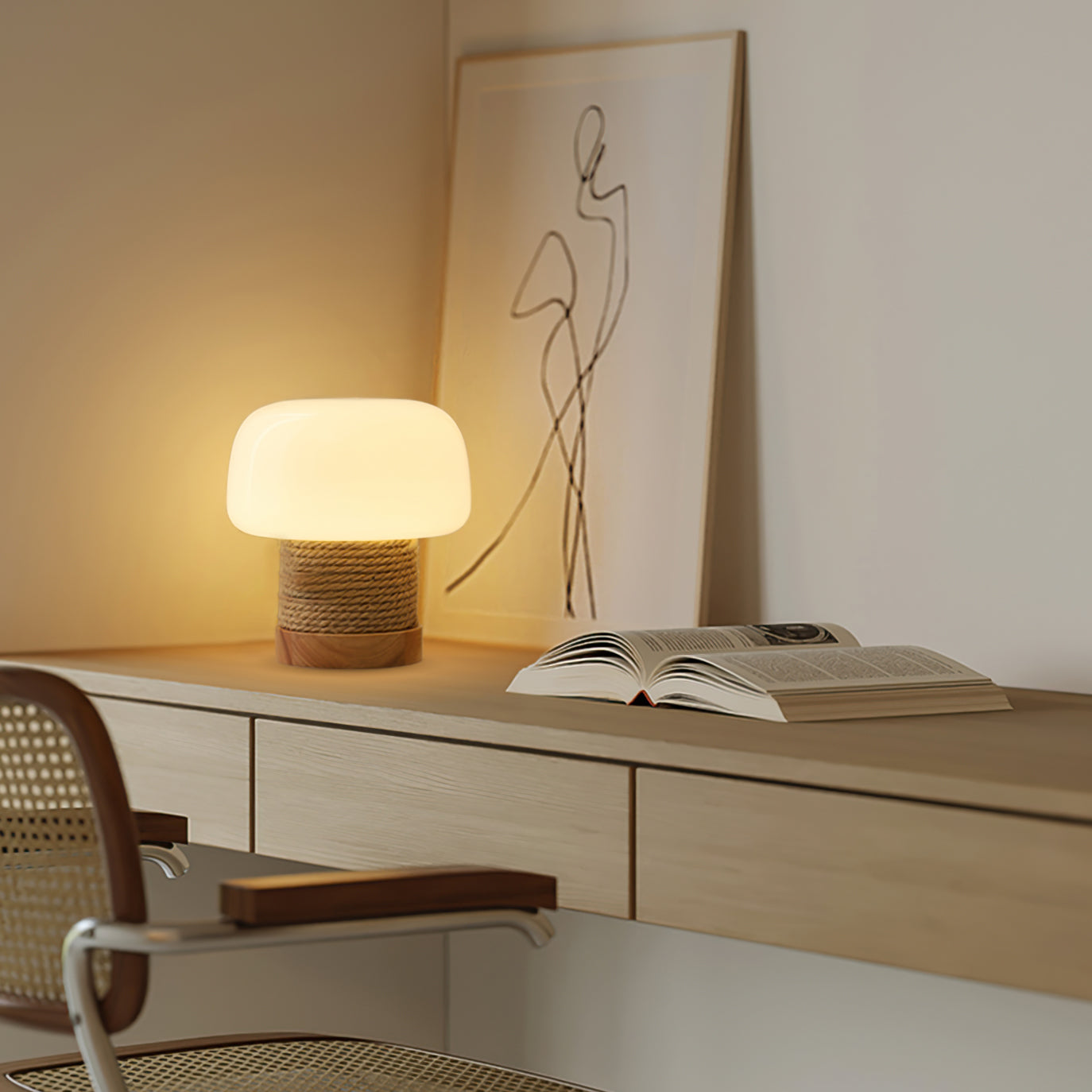 Valoria - Stilvolle moderne minimalistische LED-Tischlampe mit eleganter Holzbasis