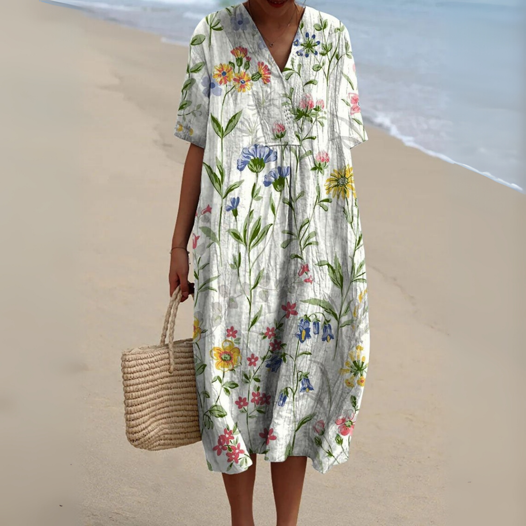 Éloane | Elegantes Outdoor-Blumenmuster Kleid für jeden Anlass