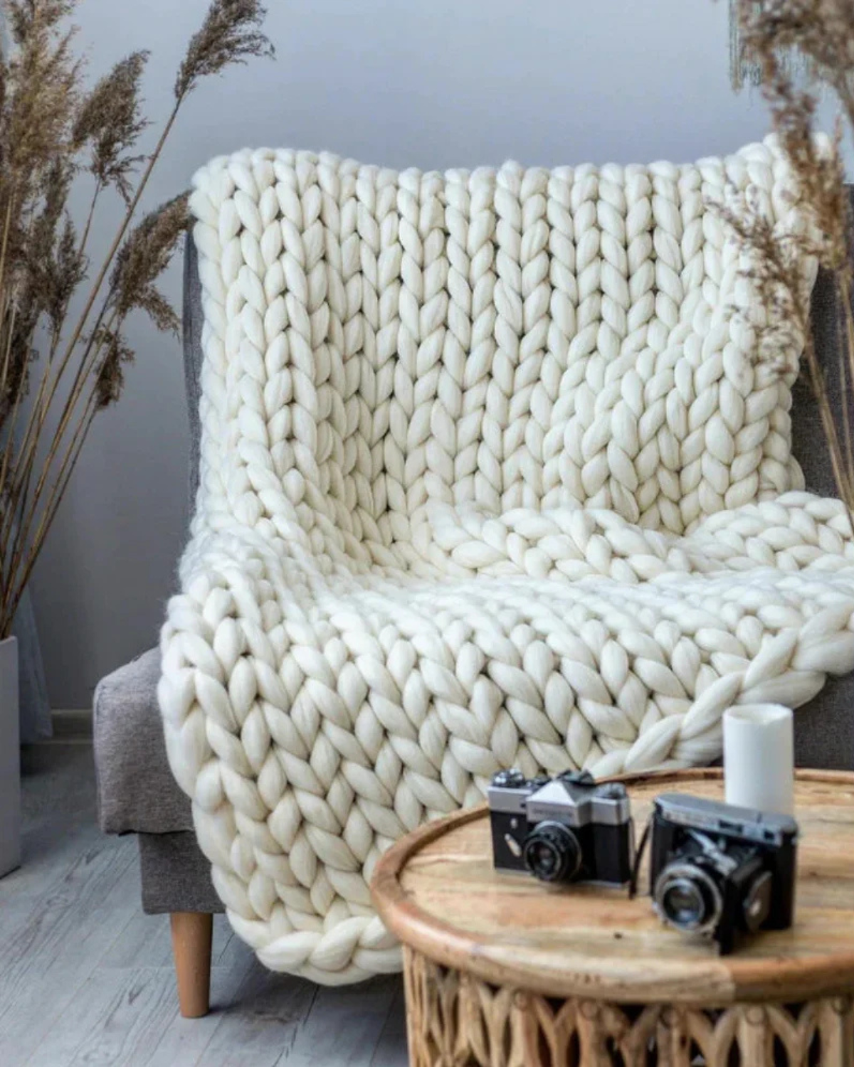 Kuscheldecke aus Handgewebter Wolle 130x170 cm
