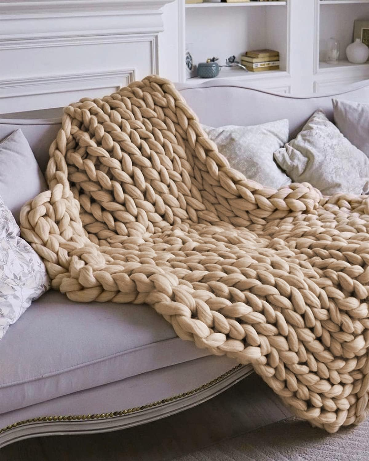 Kuscheldecke aus Handgewebter Wolle 130x170 cm