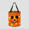 LED-Kürbis-Süßigkeitenkorb mit Griff für Halloween