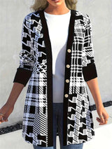 Schlanker Cardigan mit geometrischem Print Damen