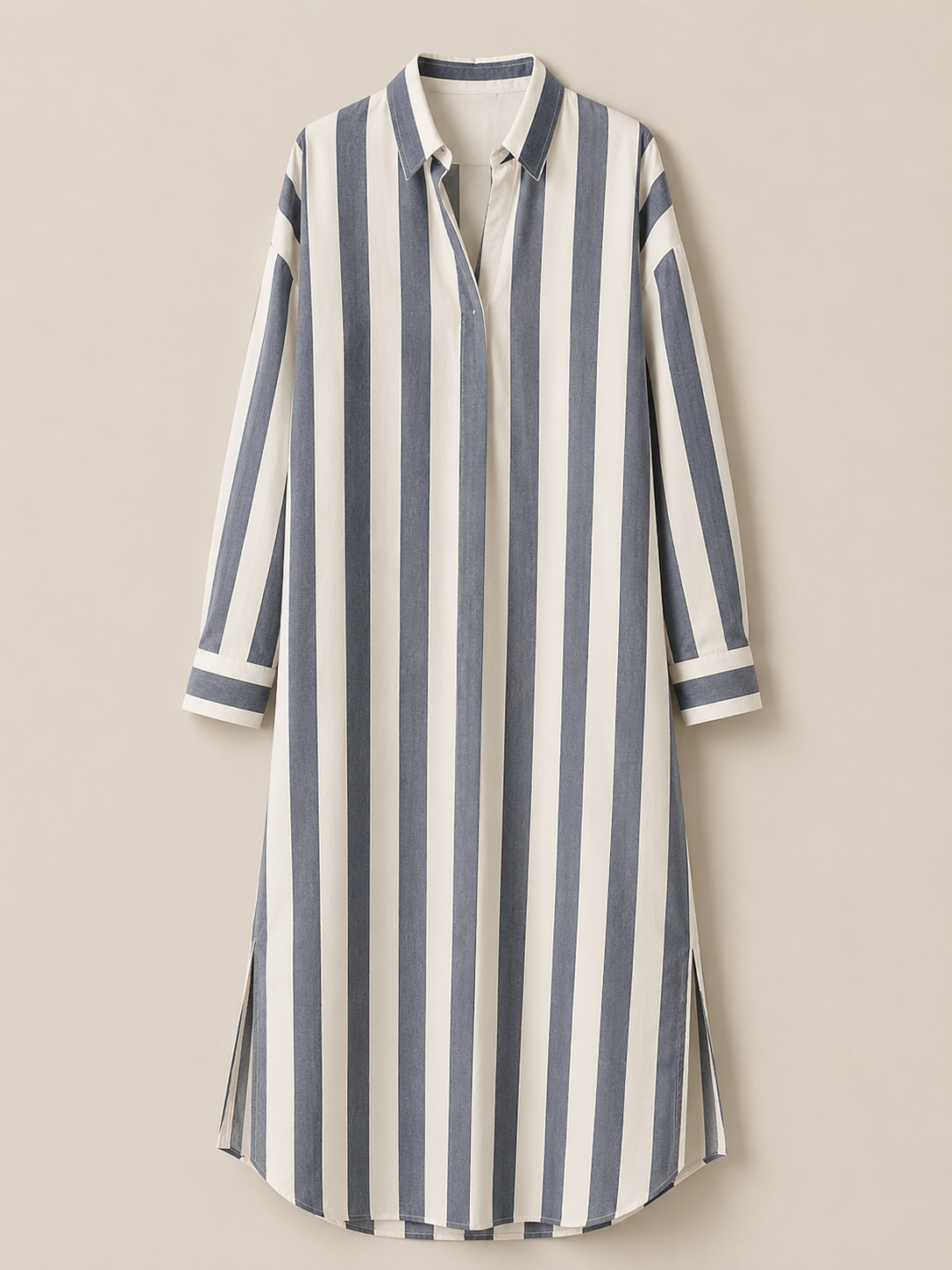 Lässiges gestreiftes Shirt Boho-Stil Maxi-Kleid