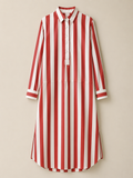 Lässiges gestreiftes Shirt Boho-Stil Maxi-Kleid