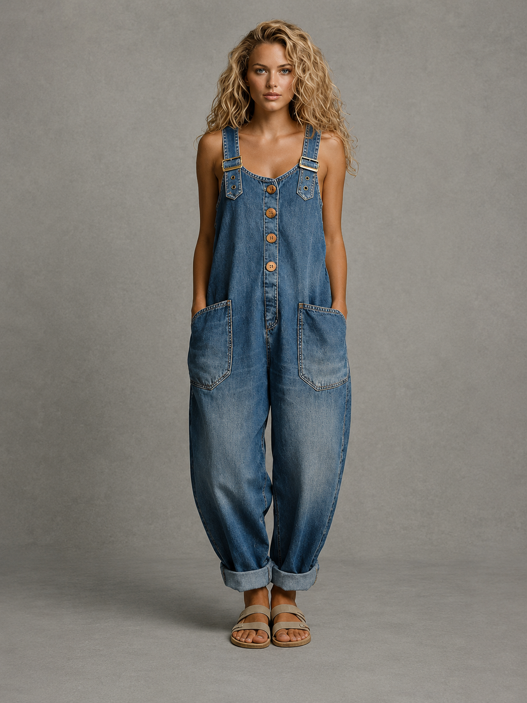 Lejla | Stylischer Denim-Overall mit Taschen