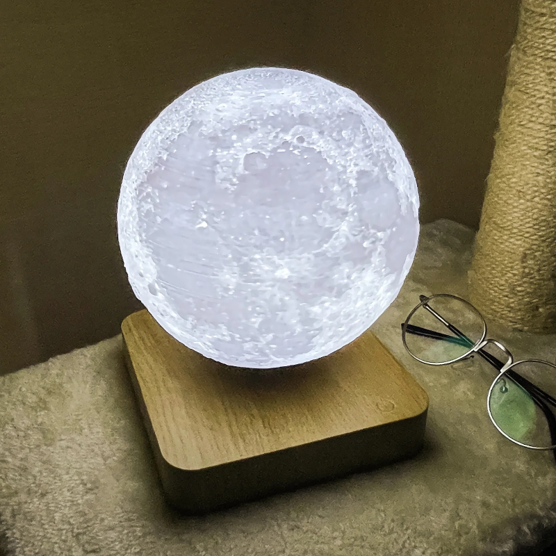 Innovative schwebende Mondlampe | 3D LED-Licht mit Touch- und Fernbedienung, Magnetische Levitationseffekt