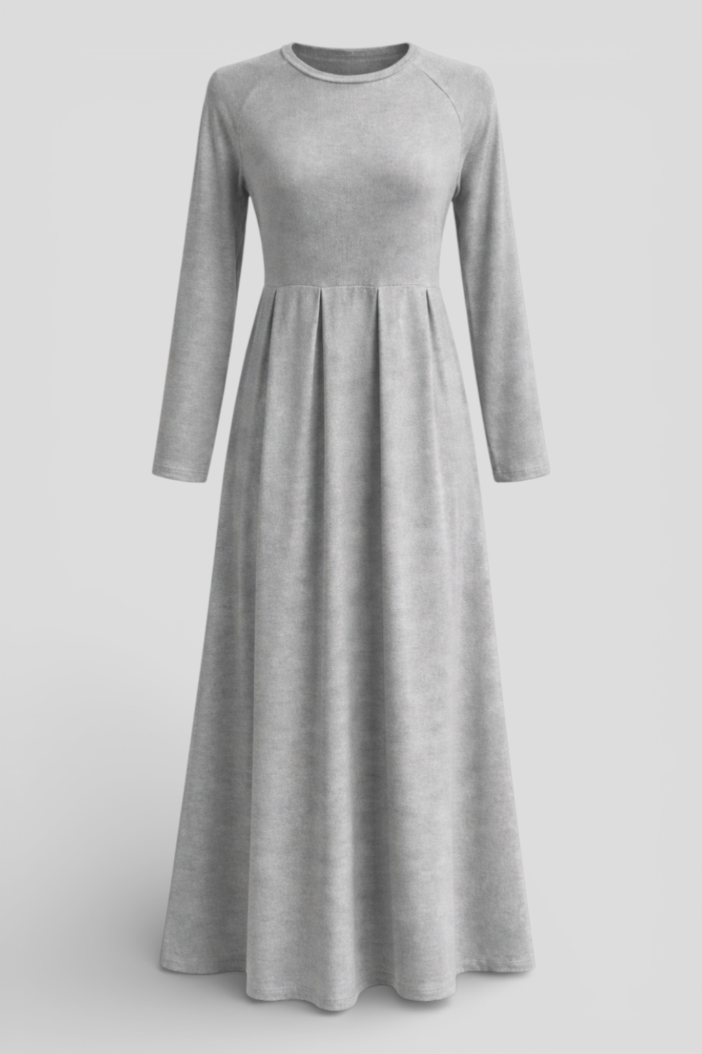 Damen Maxi-Kleid langarm – unifarben, A-Linie, aus Polyester