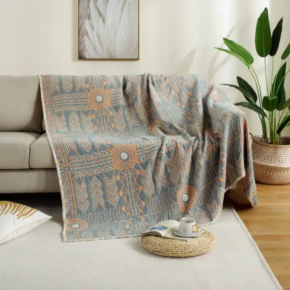 Mandavya - Trendige Boho Mandala Wende-Wärmedecke für stilvollen Komfort