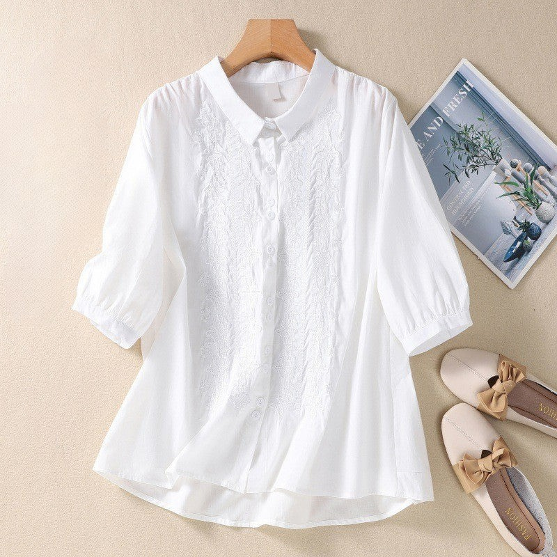 Marnie – Bestickte Bluse mit Knopfleiste 0