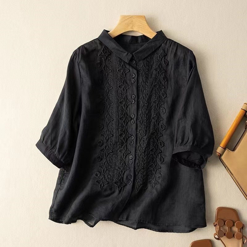 Marnie – Bestickte Bluse mit Knopfleiste 1