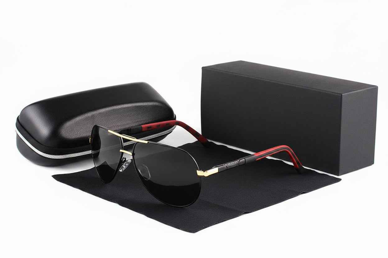 Herren Sonnenbrille Pilotenstil Polarisiert, Leichter Metallrahmen