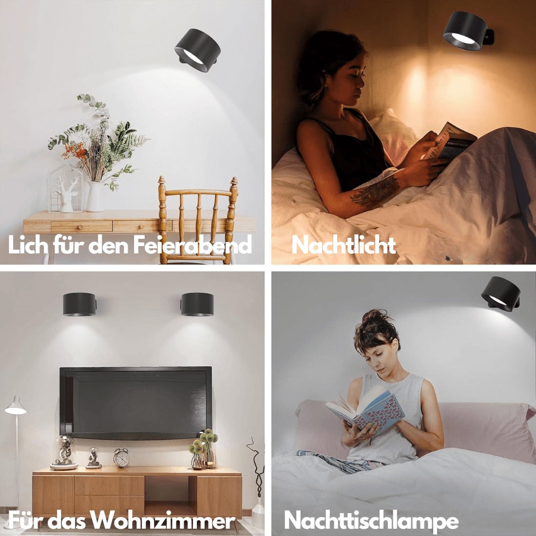 Wandleuchte mit Akku GlowFlex – 360° LED-Beleuchtung, vielseitig, elegant und praktisch