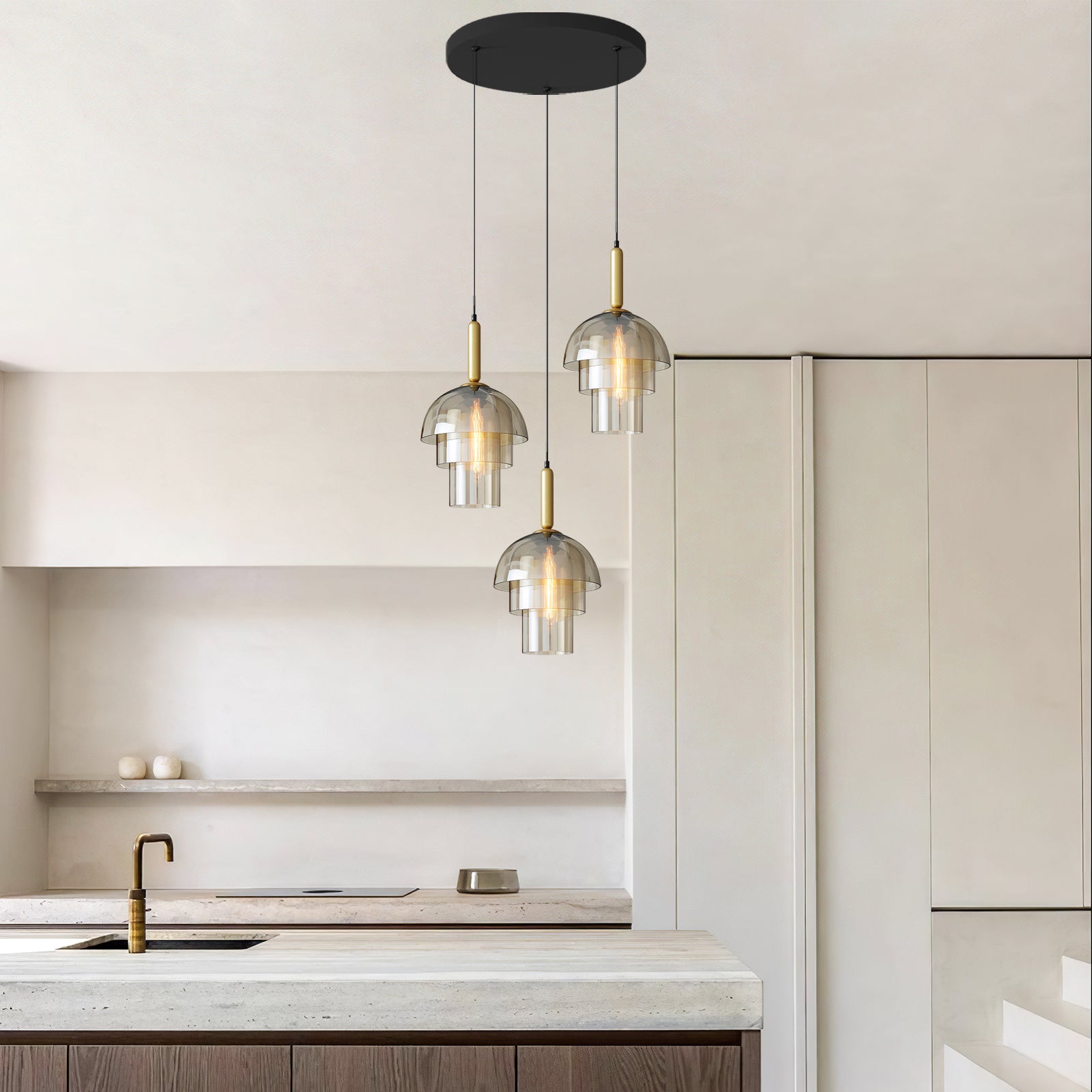 Doma - Moderne Pendelleuchte im Dome-Design mit Zeitgenössischer Beleuchtung und Verstellbarem Kabel