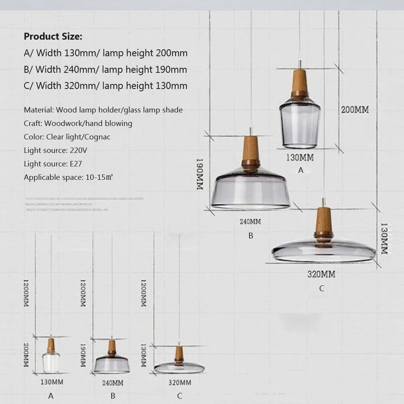 Moderne Pendelleuchte mit Holzfuß 8
