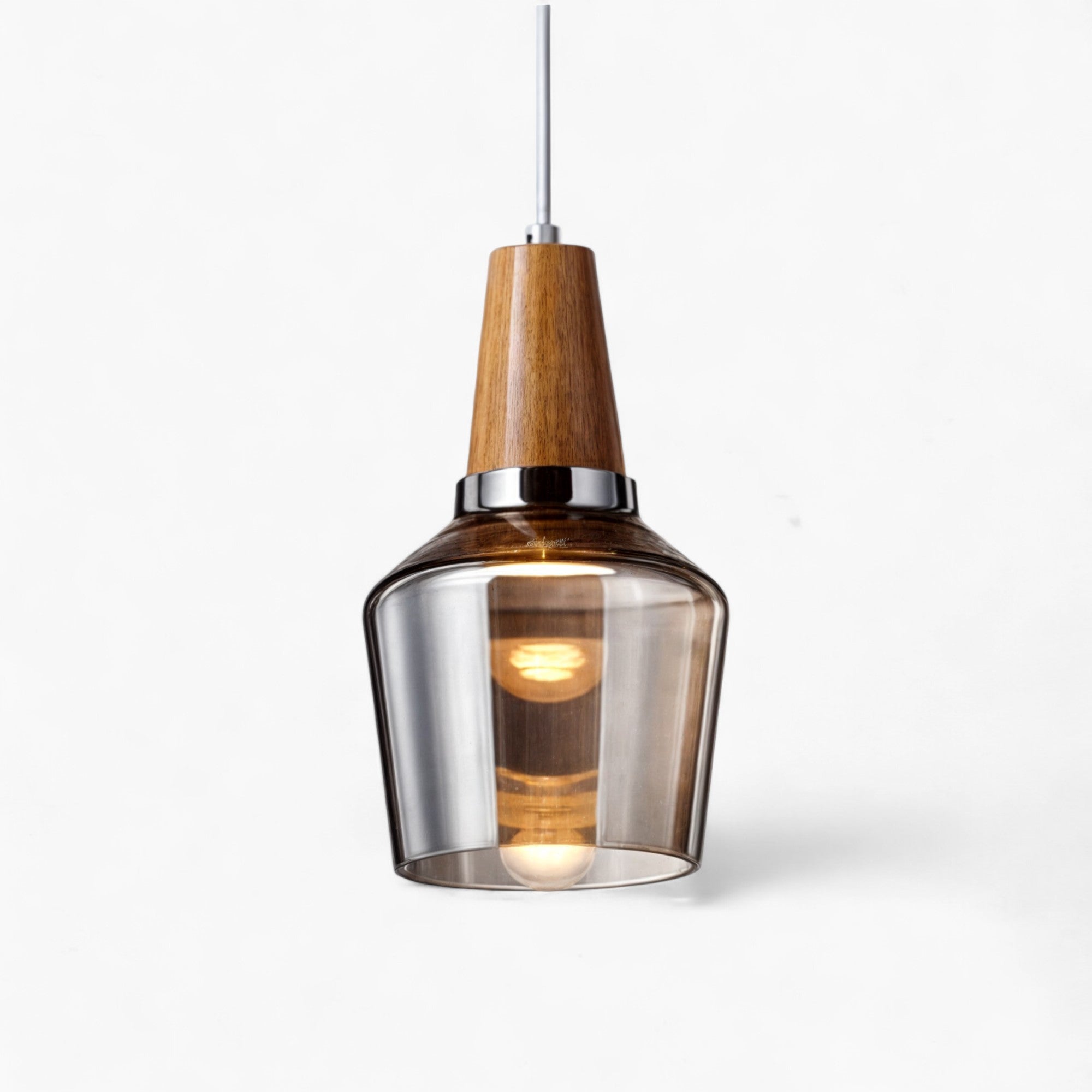 Moderne Pendelleuchte mit Holzfuß 9