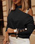 Maglione elegante da donna con spalle scoperte per un look alla moda