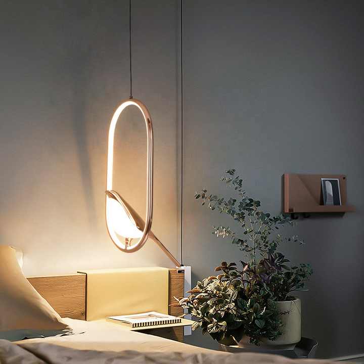 Goldene Vogel-Pendelleuchte – LED-Skulptur-Deckenlampe