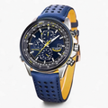 Uhr Chronograph Herr MultiSteel 42mm, Stahl Silber, Zifferblatt Blau Elegant