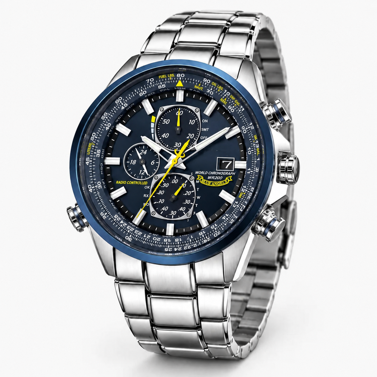 Uhr Chronograph Herr MultiSteel 42mm, Stahl Silber, Zifferblatt Blau Elegant
