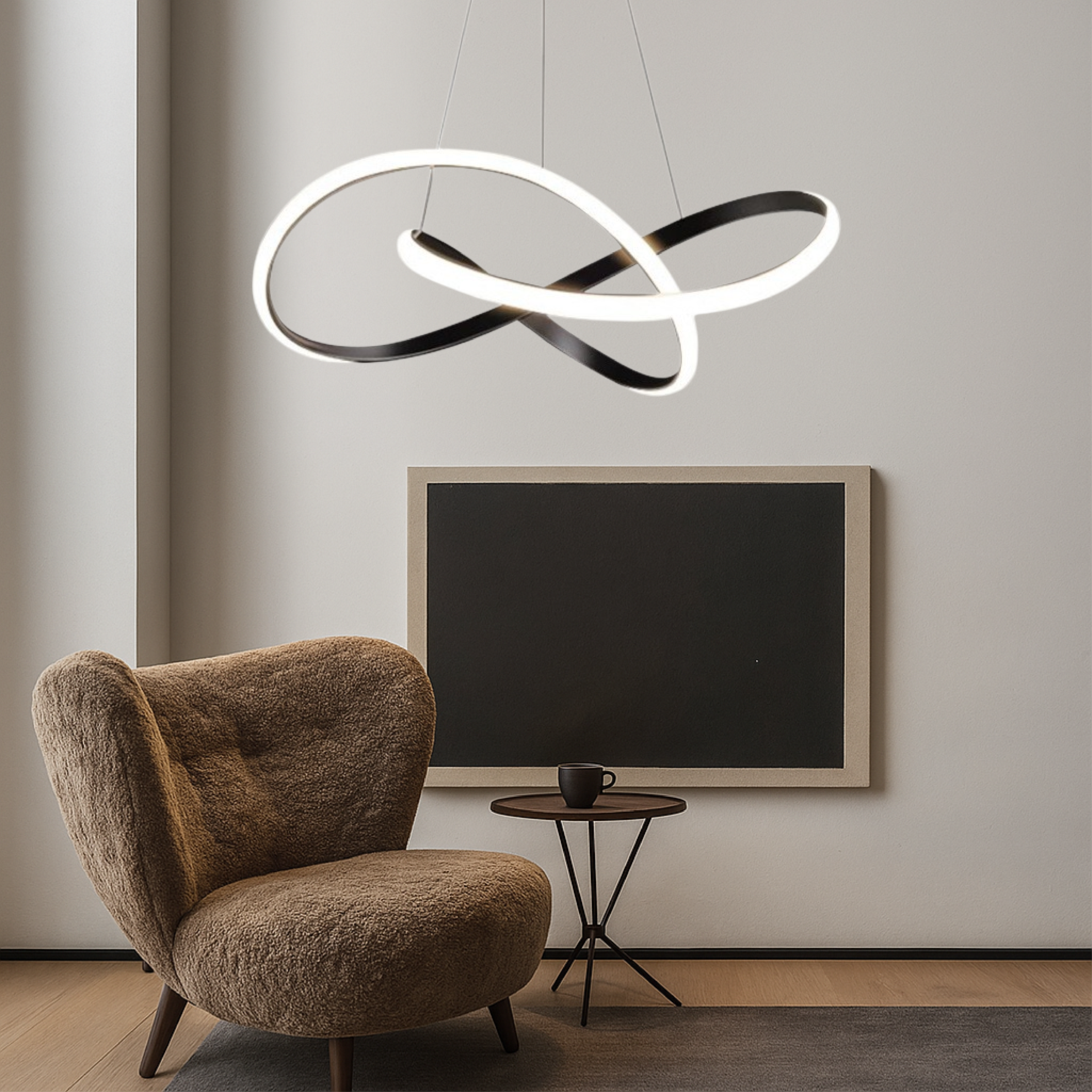 Moderne schwarze Aluminium-Hängelampe für Esszimmer – Schlichte und stilvolle Beleuchtung