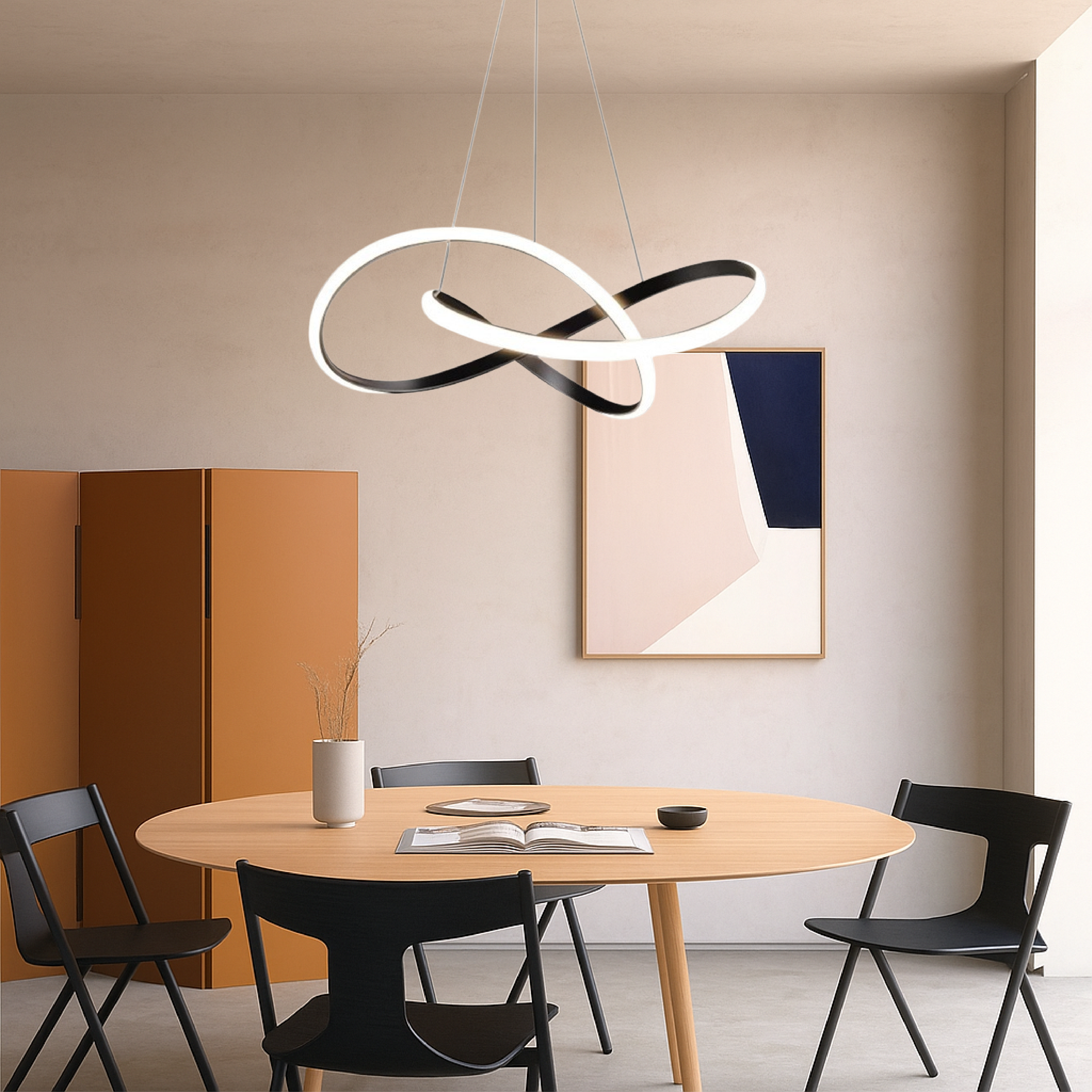 Moderne schwarze Aluminium-Hängelampe für Esszimmer – Schlichte und stilvolle Beleuchtung