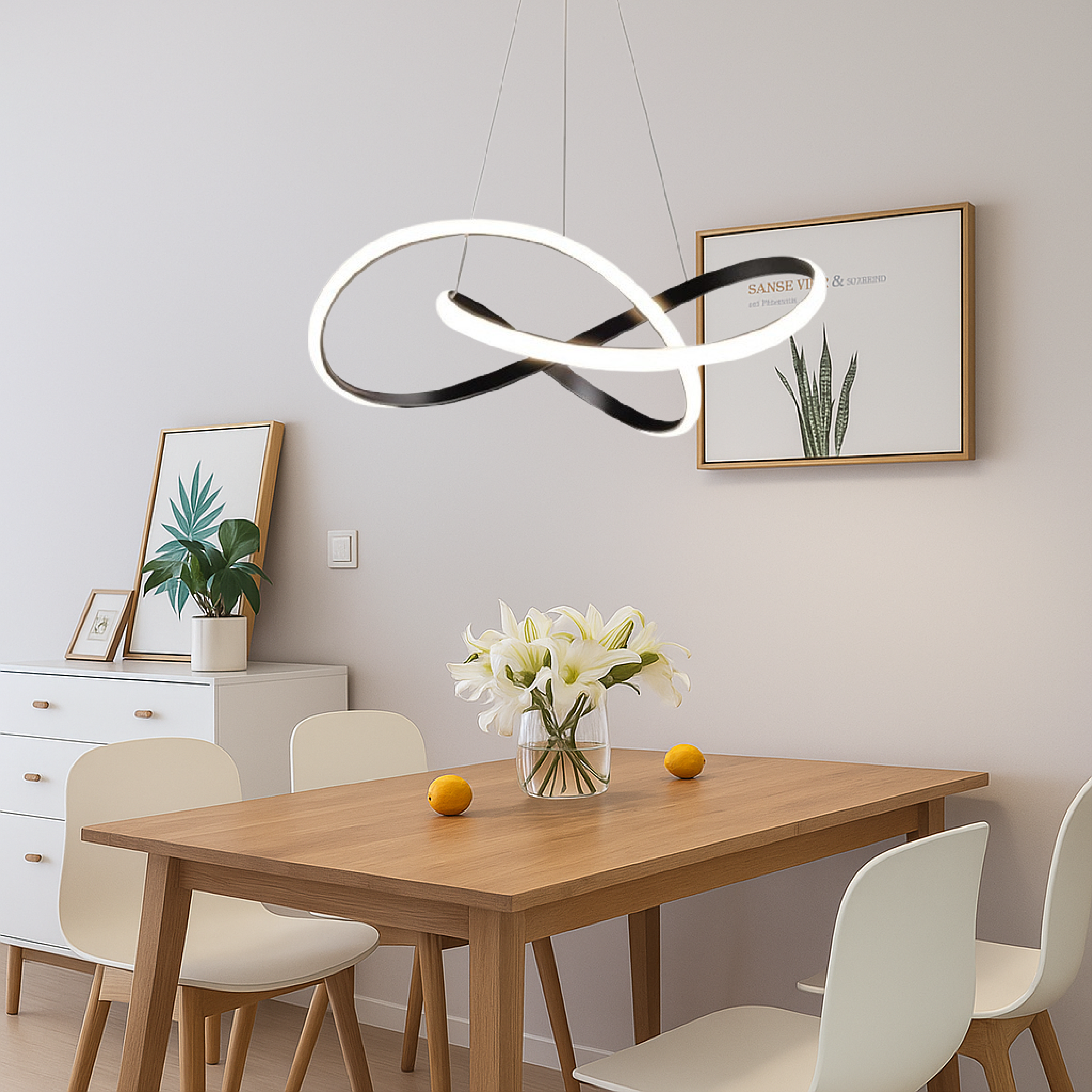 Moderne schwarze Aluminium-Hängelampe für Esszimmer – Schlichte und stilvolle Beleuchtung
